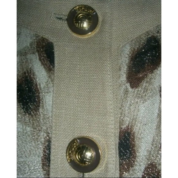Louis Feraud Suit Vintage Leopard Print Metallic Linen Logos Old Money Mob Wife - Picture 9 of 16